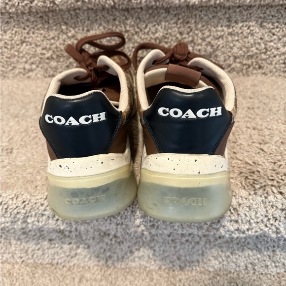 Coach Men Brown and Cream monogrammed Sneakers